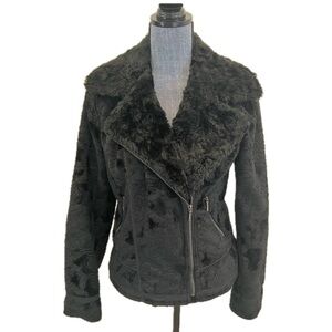 Laundry By Shelli Segal Black Faux Fur Jacket